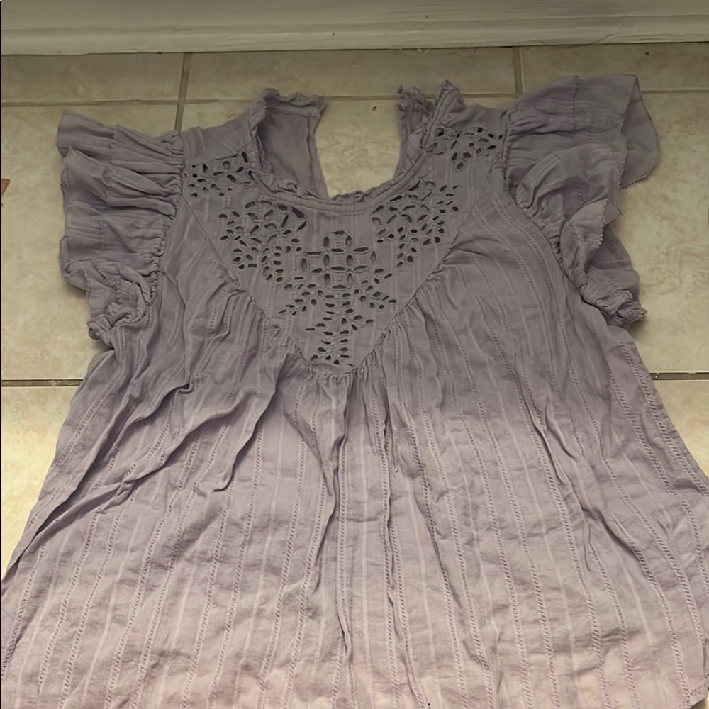 Universal Thread Lilac Eyelet Ruffle Blouse